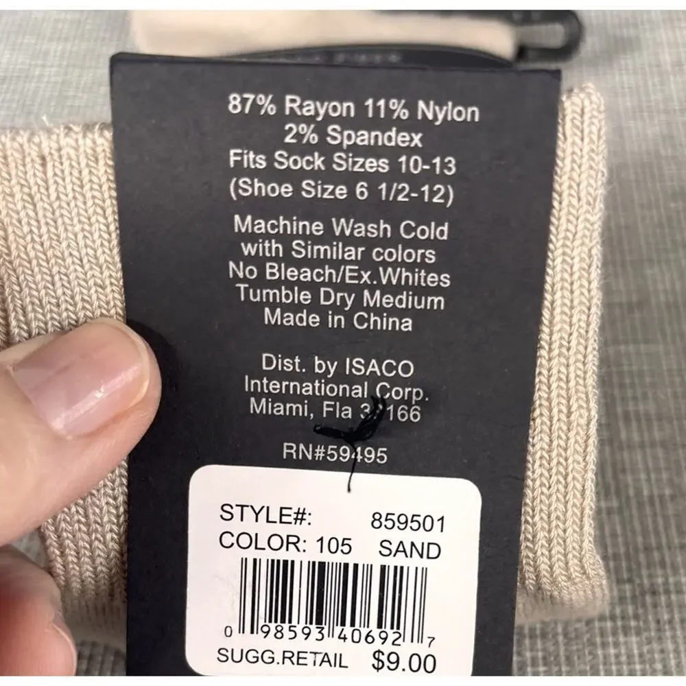 Perry Ellis Portfolio Mens Crew Dress Socks Luxury 859501 Bamboo Sz 10-13 Sand